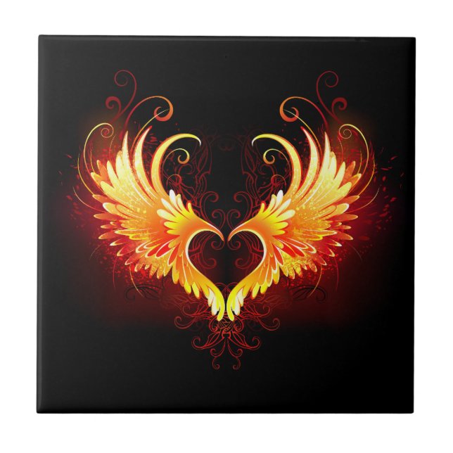 Azulejo Corazón de Fuego Ángel con Alas (Frente)