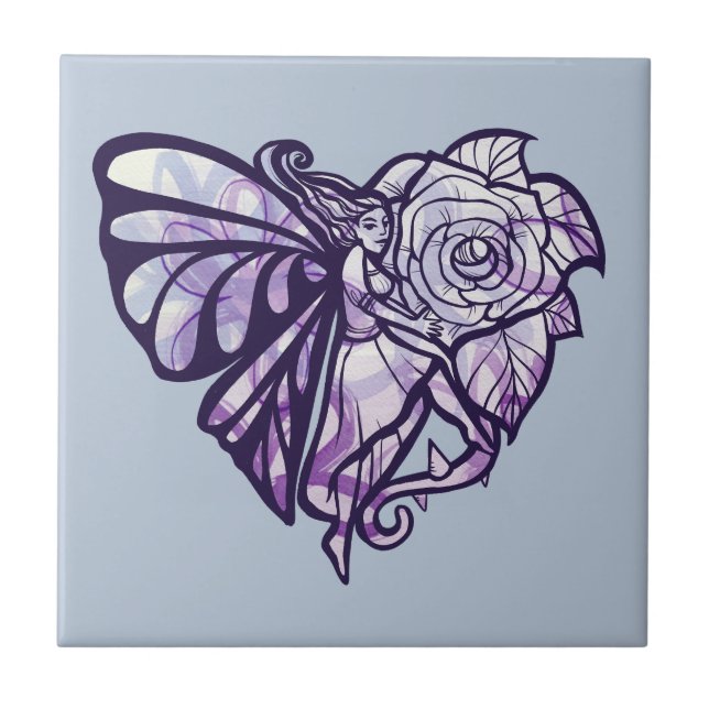 Azulejo Corazón de hadas moradas (Frente)