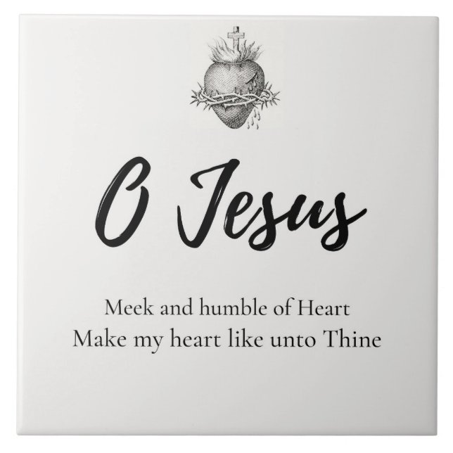 Azulejo Corazón de Jesús Oración Cerámica Tile (Frente)