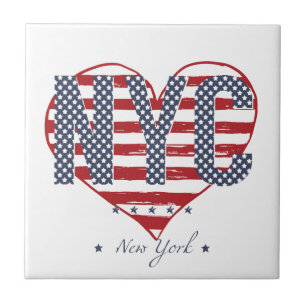 Azulejo Corazón de la bandera americana de NYC