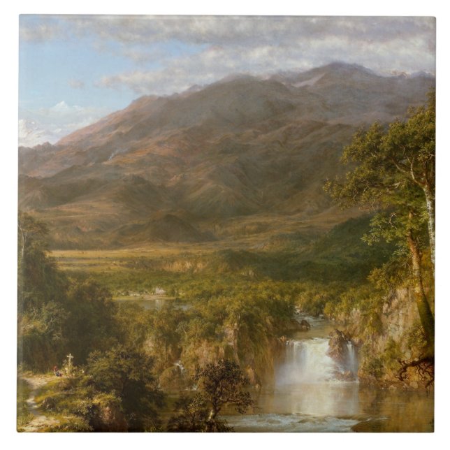 Azulejo Corazón de los Andes (Paisaje Sudamericano) (Frente)