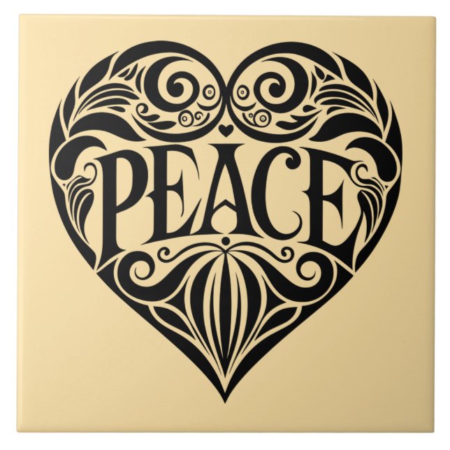 AZULEJO CORAZÓN DE PAZ EN BLANCO Y NEGRO (Frente)