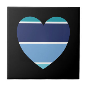 Azulejo Corazón de rayas azules