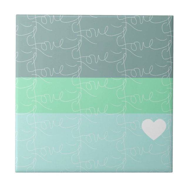 Azulejo Corazón de San Valentín Dibujado a Mano Amor Azul  (Frente)