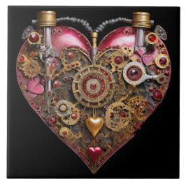 Azulejo Corazón de Streampunk Rubí de San Valentín