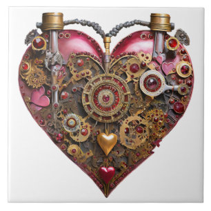 Azulejo Corazón de Streampunk Rubí San Valentín