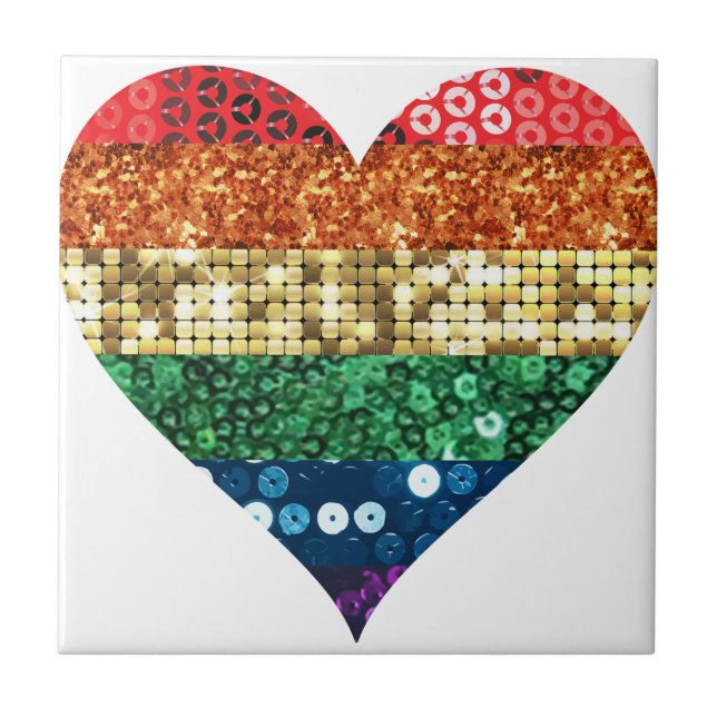 Azulejo corazón del arco iris de lgbt (Frente)