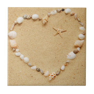 Azulejo Corazón del Seashell con las estrellas de mar