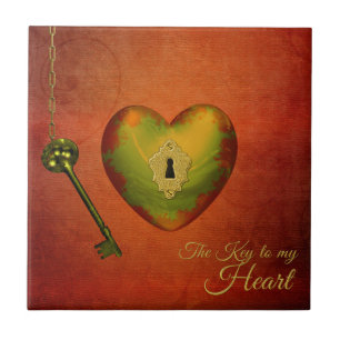Azulejo Corazón dorado con clave