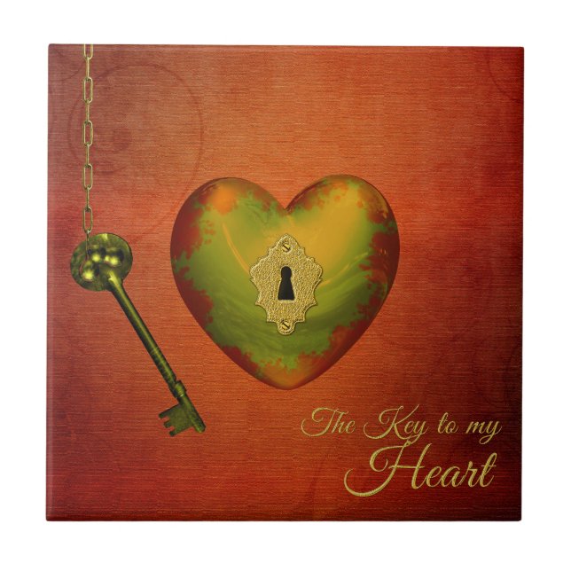 Azulejo Corazón dorado con clave (Frente)