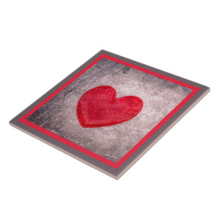 Azulejo Corazón encallado en gris y rojo