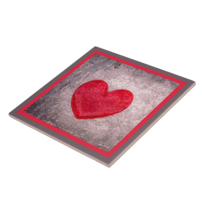Azulejo Corazón encallado en gris y rojo (Lado)