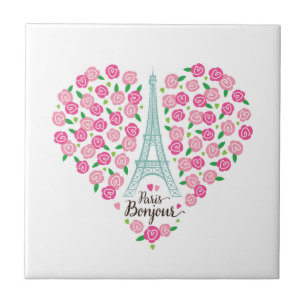 Azulejo Corazón floral de París Bonjour el