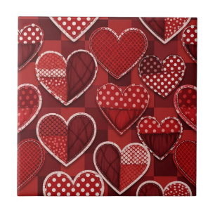 Azulejo Corazón moderno de San Valentín rojo negro blanco