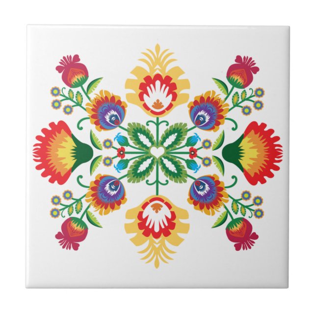 Azulejo Corazón popular de Łowicz (Frente)