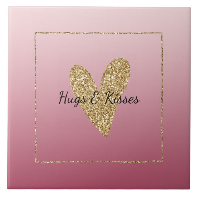 Azulejo Corazón Purpurina Ombre Rosa (Frente)