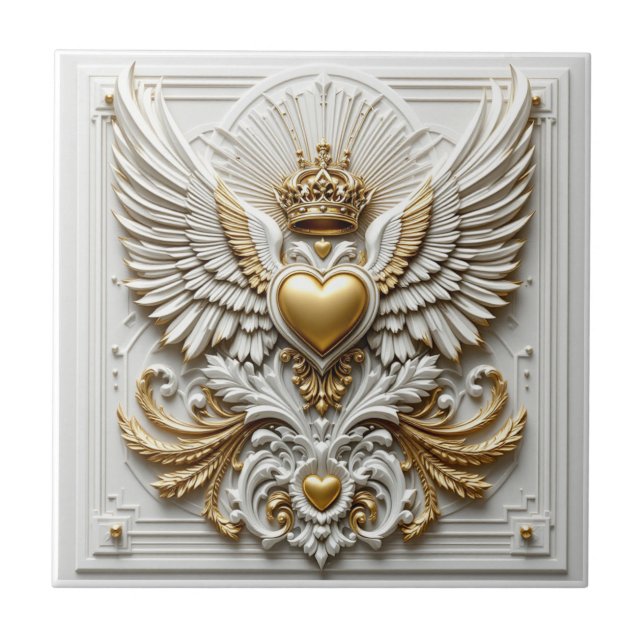 Azulejo Corazón Regal y Águila (Frente)