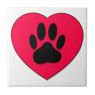 Azulejo Corazón Rojo Con Papas De Perro Impresión