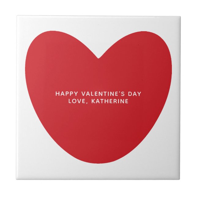 Azulejo Corazón rojo simple y lindo personalizado día de S (Frente)