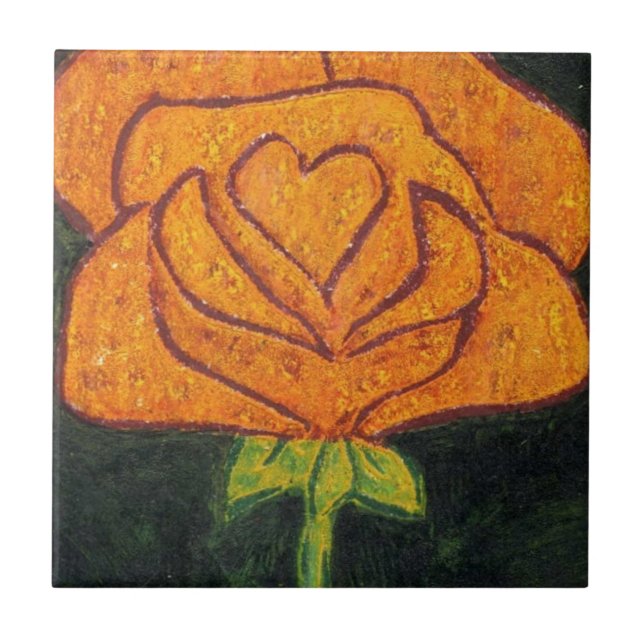 Azulejo "Corazón Rosa #2" Cocina Jardín Tile de cerámica (Frente)