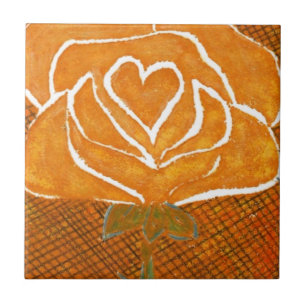 Azulejo "Corazón Rosa #3" Cocina Jardín Tile de cerámica