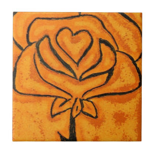 Azulejo "Corazón Rosa #5" Cocina Jardín Tile de cerámica