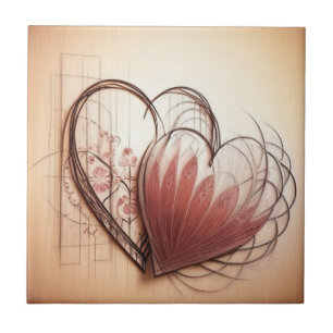 Azulejo Corazón rosa y beige suave Tile cerámico