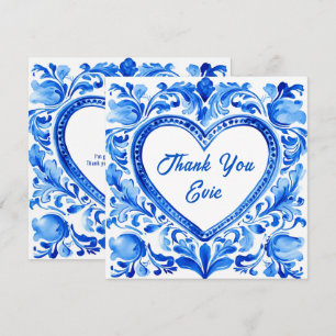 💙Azulejo Corazón Tarjeta de Agradecimiento
