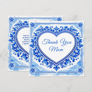 💙Azulejo Corazón Tarjeta de Agradecimiento