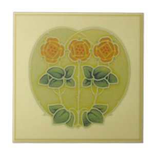 Azulejo Corazón y flores de estilo Art Nouveau repro anti