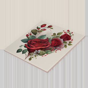 Azulejo Corazón y Rosas Rojas