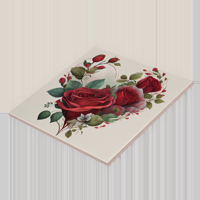 Azulejo Corazón y Rosas Rojas (Subido por el creador)