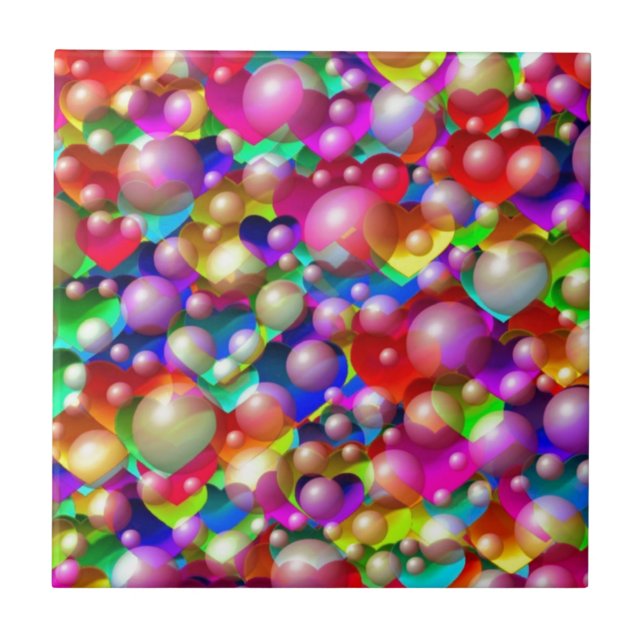 Azulejo Corazones coloridos (Frente)