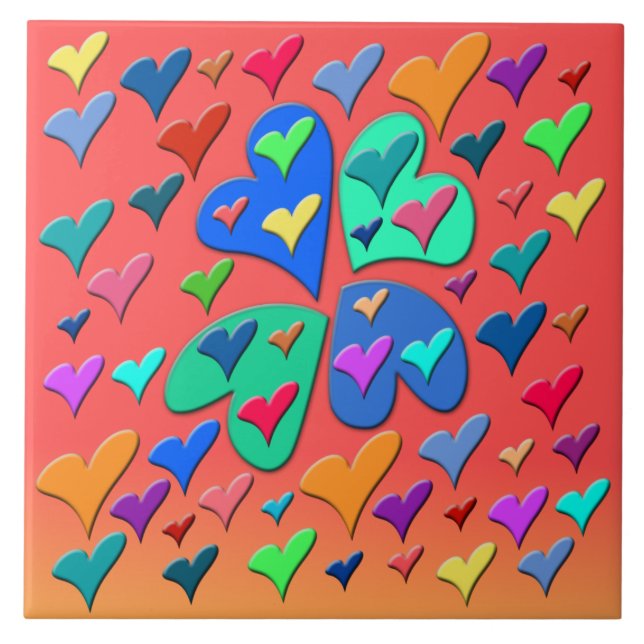 Azulejo Corazones coloridos (Frente)