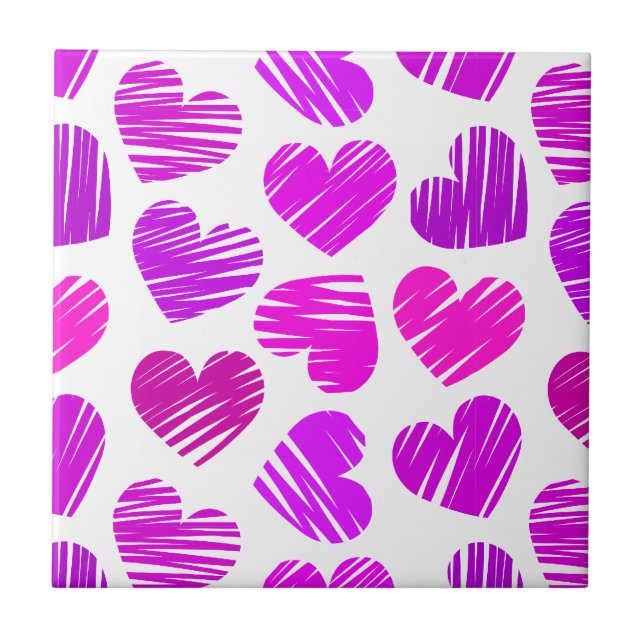 Azulejo Corazones con garganta morada y rosa modernos Vale (Frente)