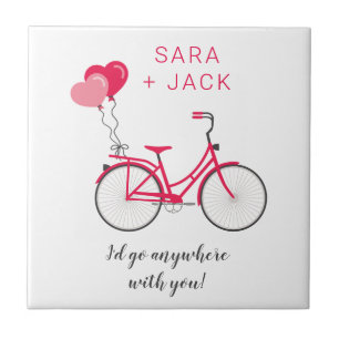 Azulejo Corazones de Amor Bicicleta San Valentín Personali