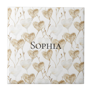 Azulejo Corazones de Boho de Cream Brown