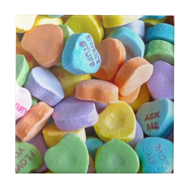Azulejo Corazones de caramelo coloridos (Frente)
