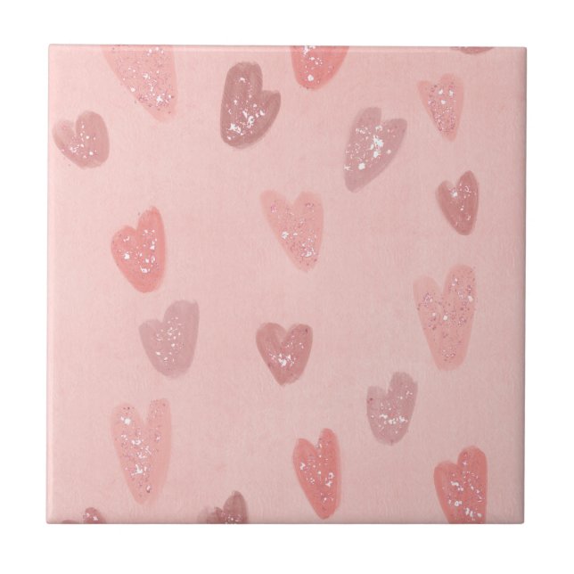 Azulejo Corazones de corte con patrones rosados (Frente)