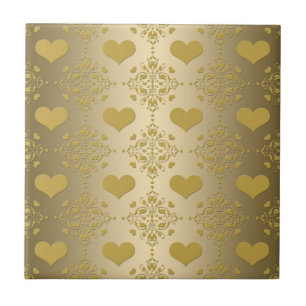 Azulejo Corazones de oro dulces patrón damasco