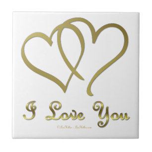 Azulejo Corazones de oro entrelazados te amo
