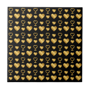 Azulejo Corazones de Pan de Oro Negro de Lujo 