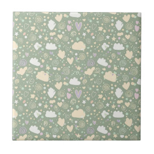 Azulejo Corazones de Pastel y Nubes Sueño en Acuarela (4)