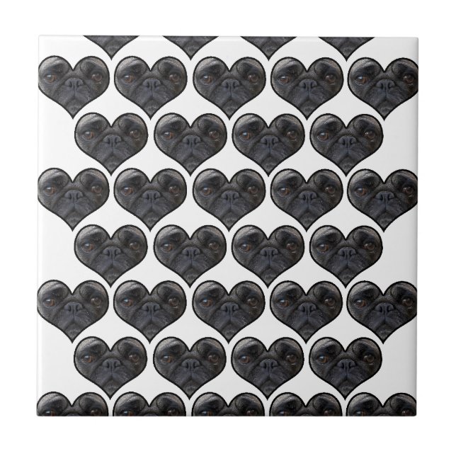 Azulejo Corazones de Pug (Frente)
