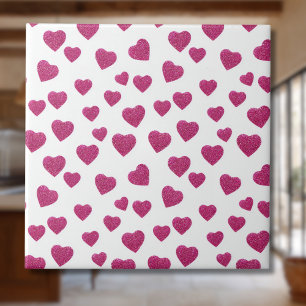 Azulejo Corazones de purpurina rosa trendy para San Valent