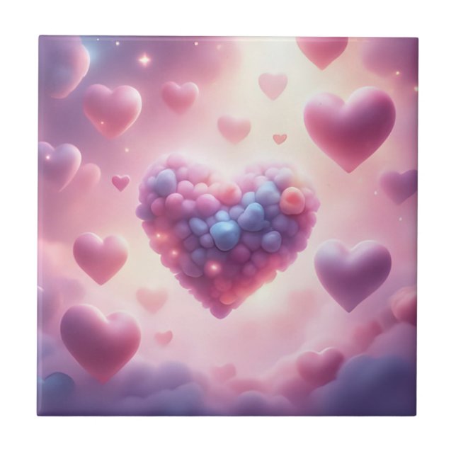 Azulejo Corazones En Las Nubes (Frente)