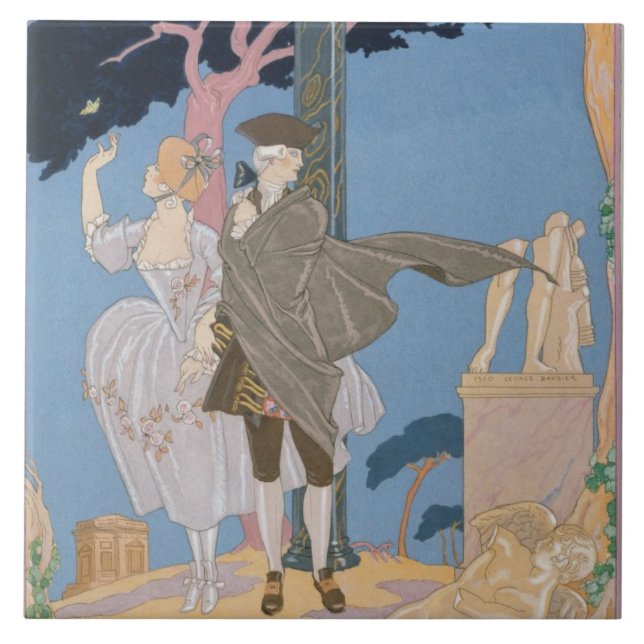 Azulejo Corazones quebrados, estatuas rotas, ilustracion (Frente)