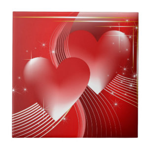 Azulejo Corazones rojos