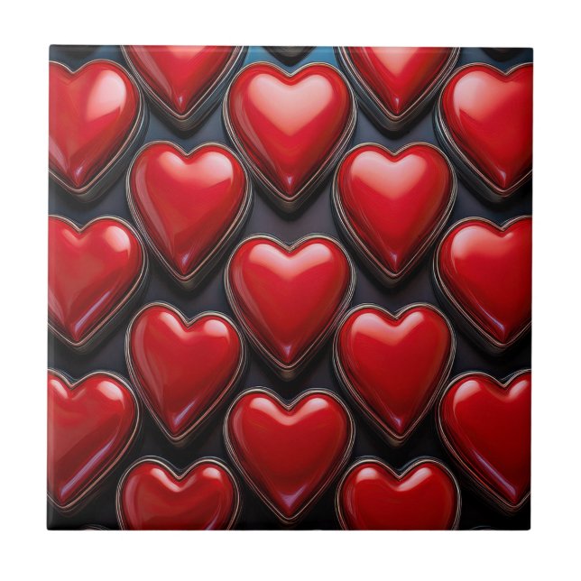 Azulejo Corazones Rojos Brillantes (Frente)