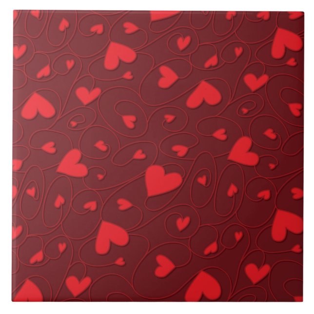Azulejo Corazones rojos rizados (Frente)